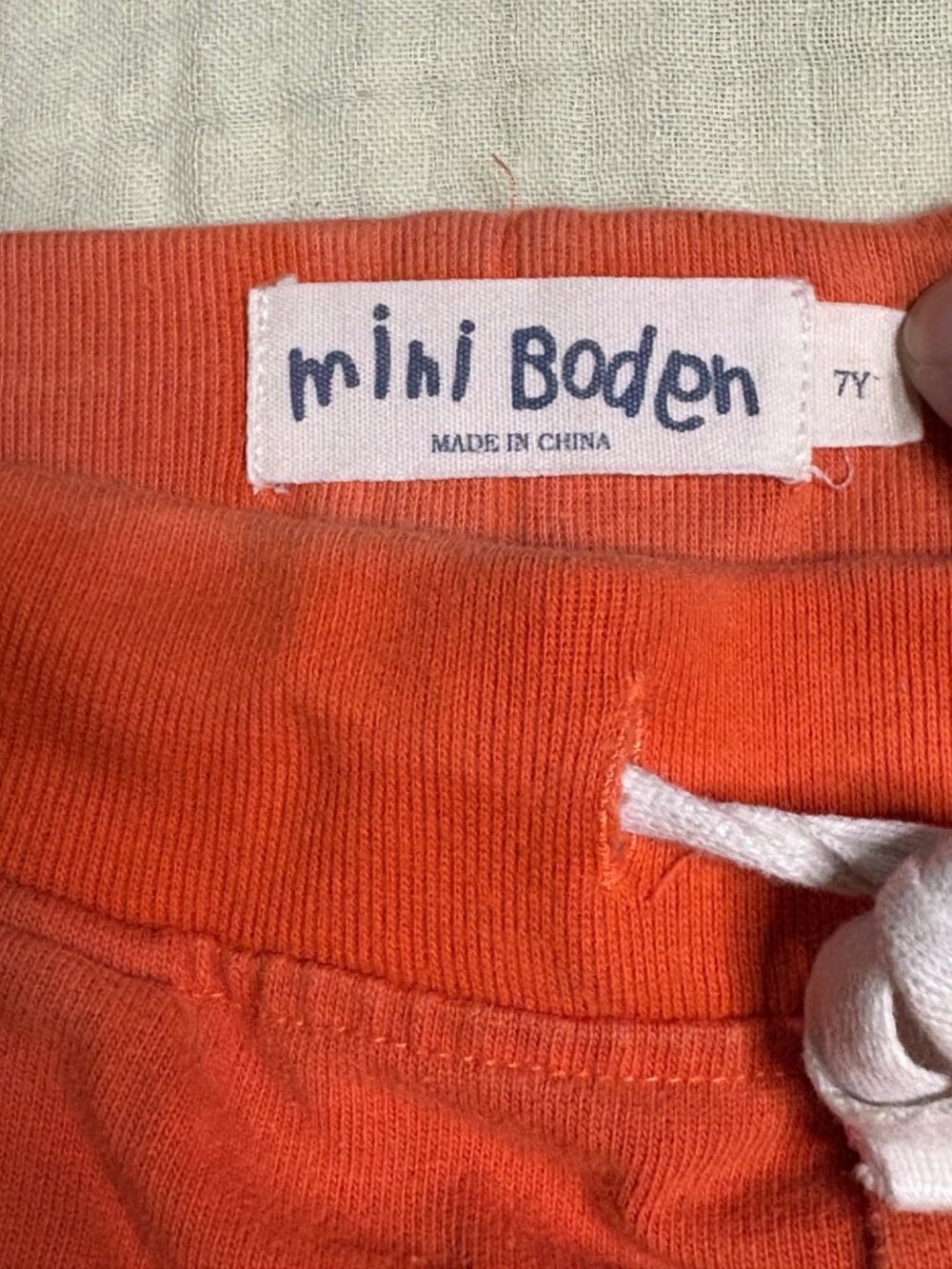 Mini Boden Boys Striped Shorts (Baggies) Orange & Grey Size 7Y Casual Elastic Wa - Picture 2 of 8